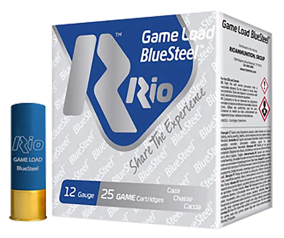 Rio Ammunition Game Load BlueSteel 12 Gauge 2.75" 1 1/8 oz 7 Shot 25 Per Box