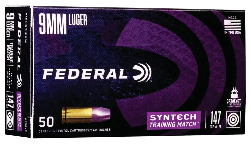 Federal Syntech Training Match 9mm Luger 147 Gr. Total Syntech Jacket Flat Nose (TSF) 50/Box