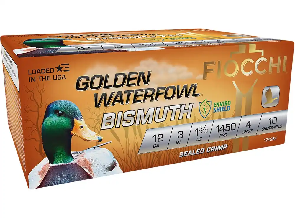 Fiocchi Golden Waterfowl Bismuth 12 Gauge 3" 1 3/8 oz 4 Shot 10 Per Box