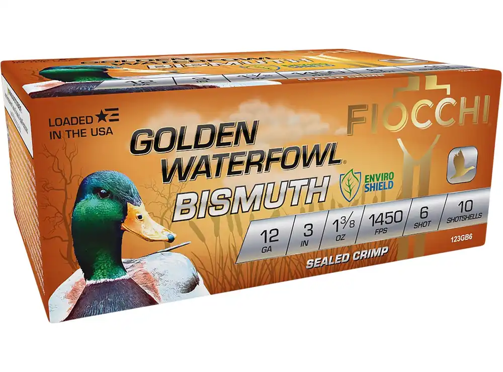 Fiocchi Golden Waterfowl Bismuth 12 Gauge 3" 1 3/8 oz 6 Shot 10 Per Box