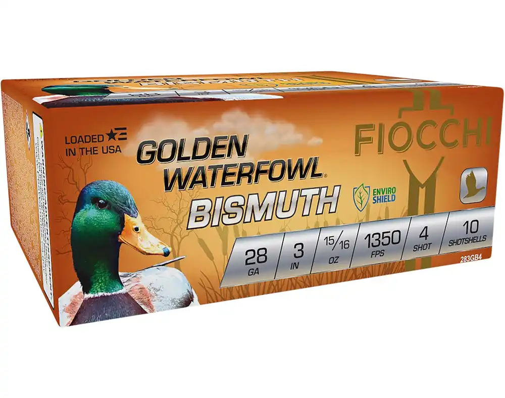 Fiocchi Golden Waterfowl Bismuth 28 Gauge 3" 15/16 oz 4 Shot 10 Per Box