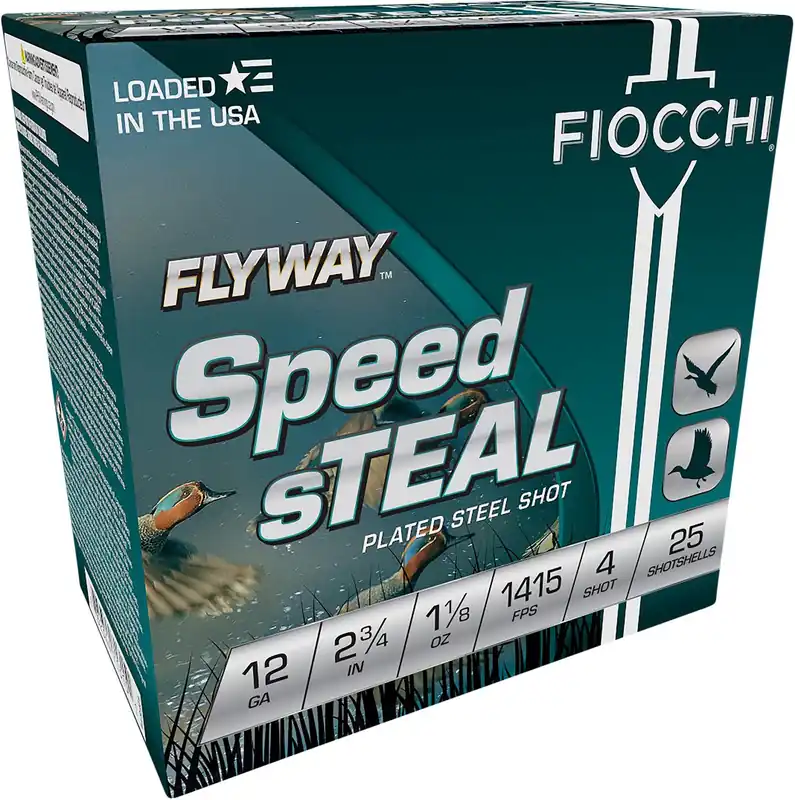 Fiocchi Speed Steal Flyway 12 Gauge 2.75" 1 1/8 oz 4 Shot 25 Per Box