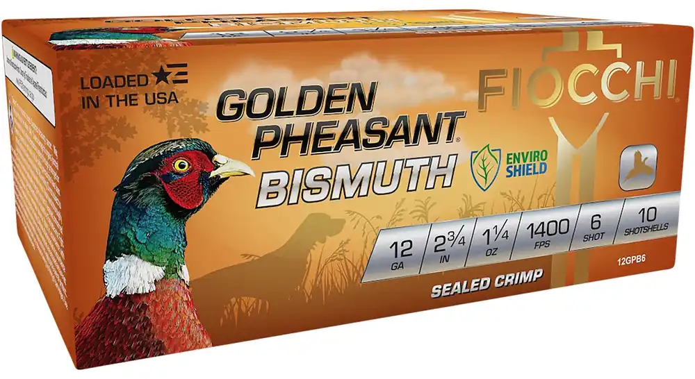 Fiocchi Golden Pheasant Bismuth 12 Gauge 2.75" 1 1/4 oz 6 Shot 10 Per Box