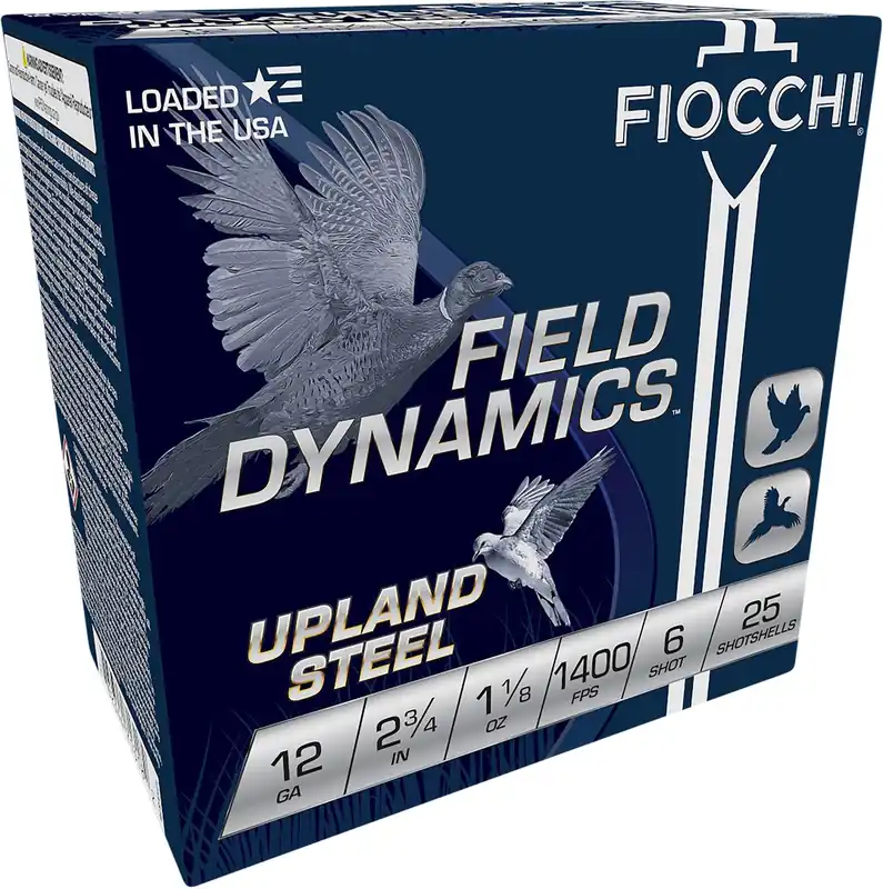 Fiocchi Field Dynamics Upland Steel 12 Gauge 2.75" 1 1/8 oz 6 Shot 25 Per Box