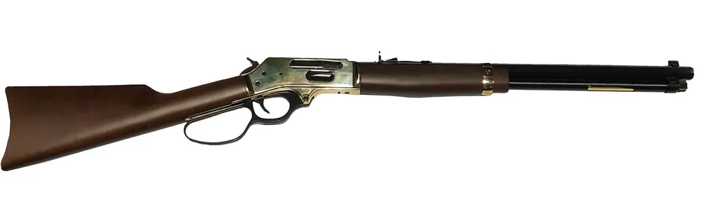 Henry Side Gate Full Size 30-30 Win 5+1, 20" Blued Steel Barrel, Polished Brass Receiver, Fixed American Walnut Wood Stock H009BGL