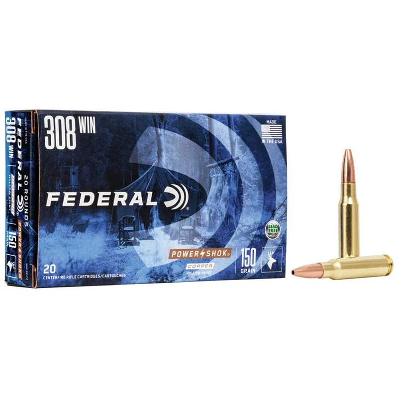 Federal Premium POWER-SHOK .308 Winchester 150 Gr. Copper Rifle 20/Box 308150LFA