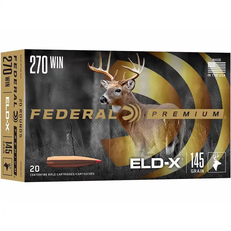 Federal Premium 270 Winchester 145 Gr. Hornady ELD-X Polymer Tip 20/Box P270ELDX1