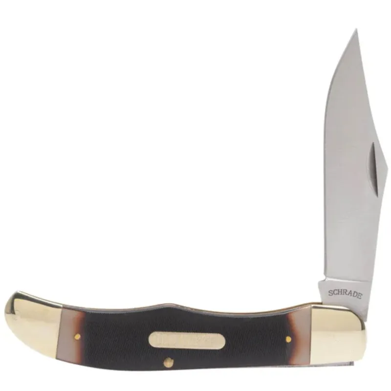 Schrade Old Timer Mustang Folding Knife with Leather Sheath 1181034