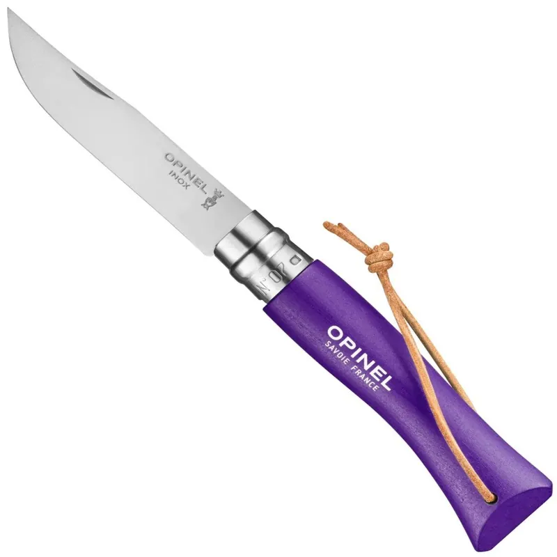 Opinel No. 07 Stainless Steel Pocket Knife with Lanyard-Purple 002205