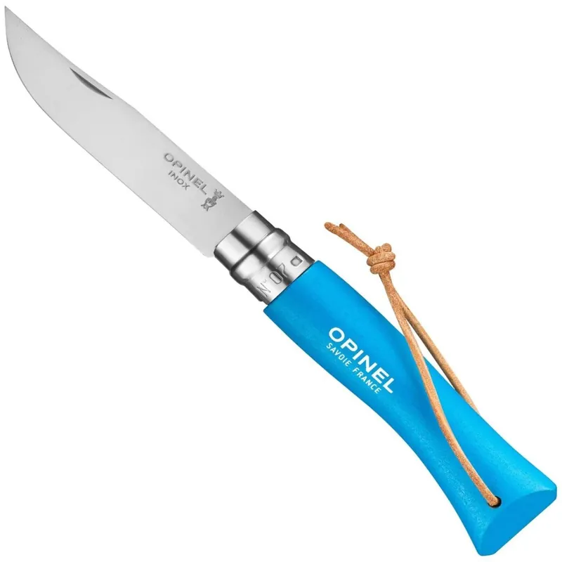 Opinel No.07 Stainless Steel Pocket Knife with Lanyard-Sky Blue 002206