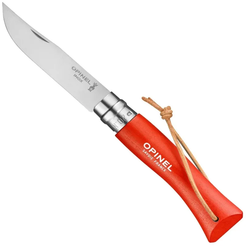 Opinel No. 07 Stainless Steel Pocket Knife with Lanyard-Tangerine 002208