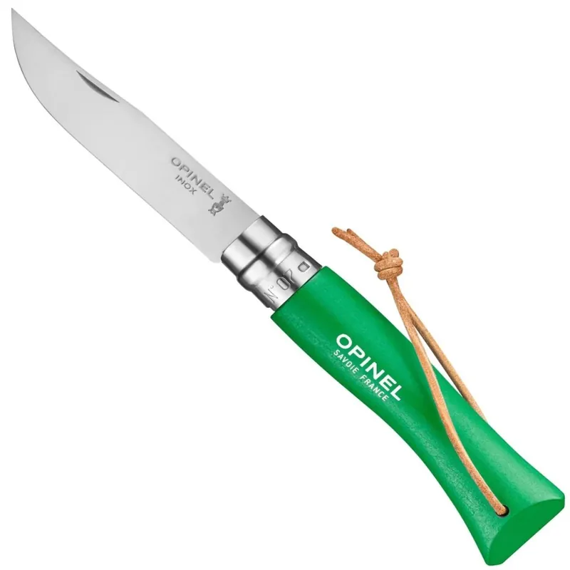 Opinel No. 07 Stainless Steel Pocket Knife with Lanyard-Emerald 002210
