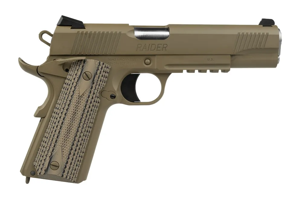 Tisas 1911 Raider 9mm 5" 9+1 Forged Steel Frame and Slide Series 70 Internals 3-Dot Sights Ambi Safety FDE Cerakote B9RDG