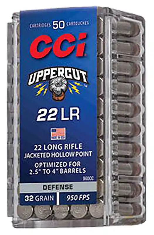 CCI Uppercut Defense 22 LR 32 gr Jacketed Hollow Point 50 Per Box