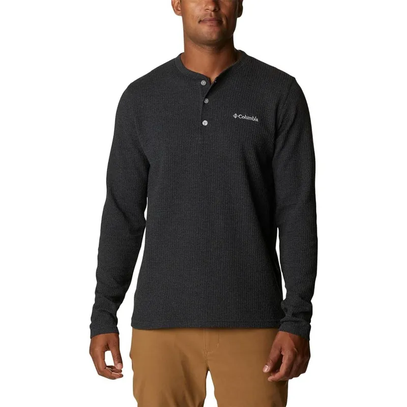 Columbia Men‘s Pine Peak Waffle Long Sleeve Henley - Black Heather 1956251010
