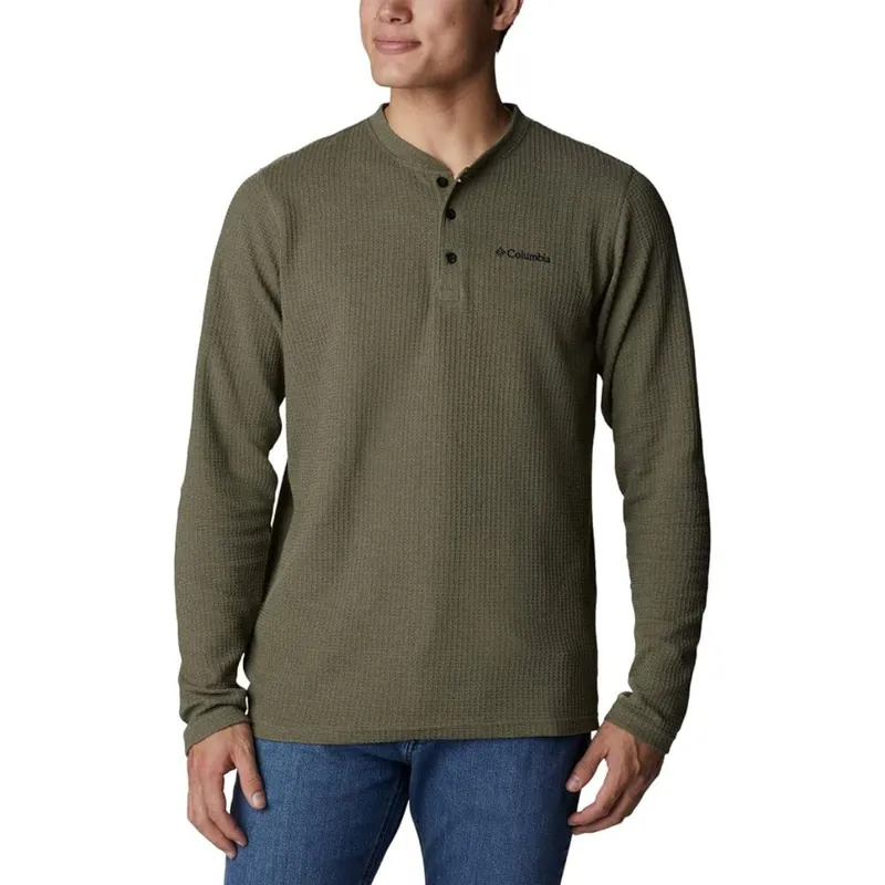 Columbia Men‘s Pine Peak Waffle Long Sleeve Henley - Green Heather 1956251397