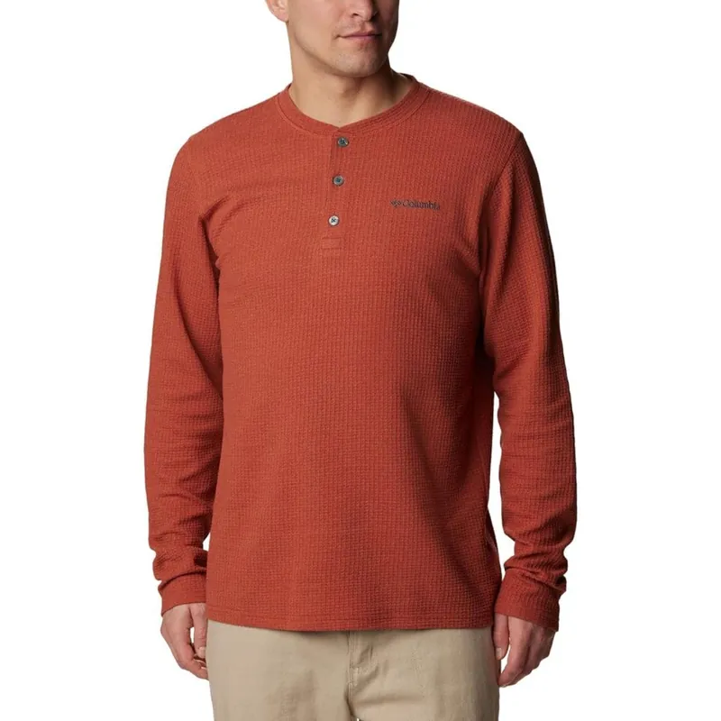 Columbia Men‘s Pine Peak Waffle Long Sleeve Henley - Red Heather 1956251849
