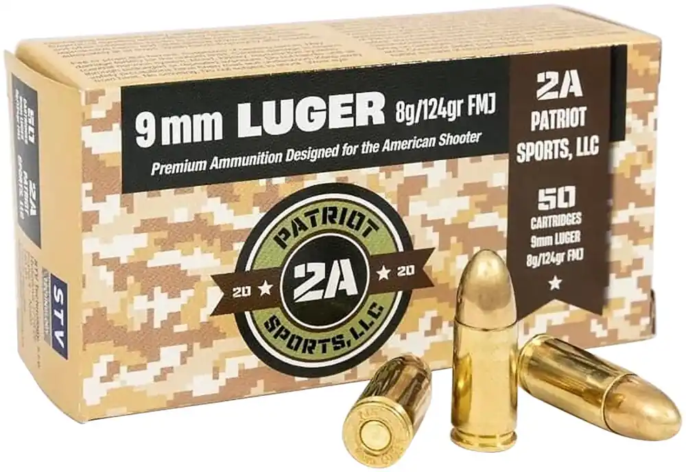 Patriot Sports LLC 9mm 124 Gr. Full Metal Jacket (FMJ) 50/Box