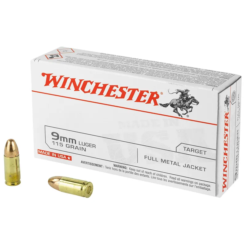 Winchester Ammo 9mm Luger 115 gr Full Metal Jacket 20 Per Box