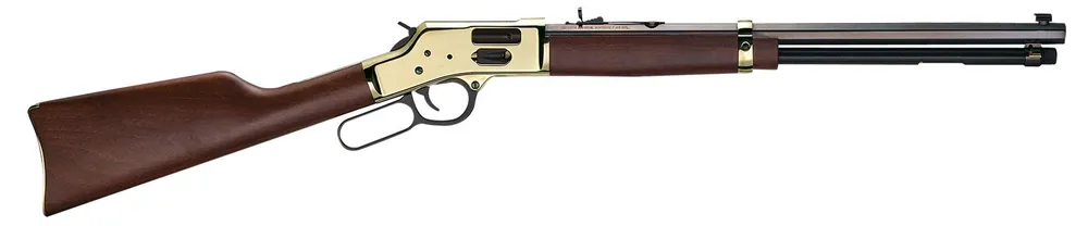 Henry Side Gate Deluxe 357 Mag/38 Special Rifle 10+1 20" Blued Octagon Barrel, Engraved Polished Brass Rec H006GMD