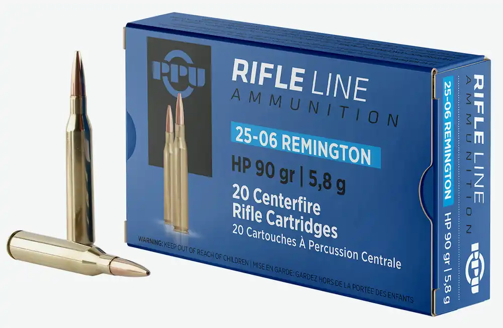 PPU Standard Rifle 25-06 Rem Ammo 90gr Hollow Point 20 Rounds PP2506H