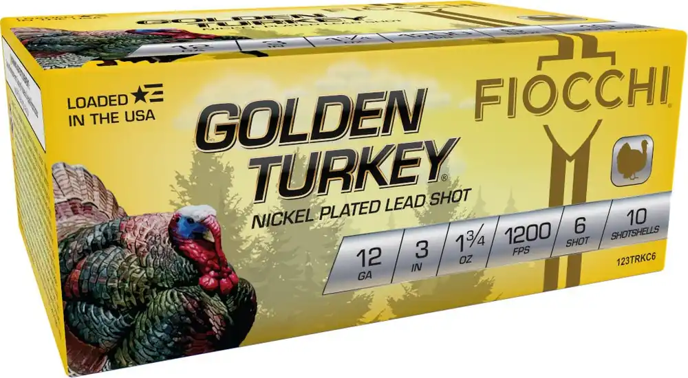 Fiocchi Golden Turkey 12 Gauge 3" 1-3/4 oz 6 Nickel-plated Lead Shot 10 Shells Per Box