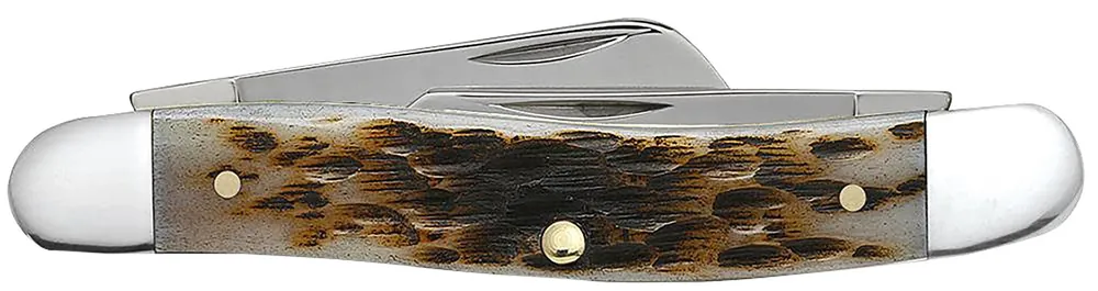 Case Stockman Medium Folding Knife 2.57"/1.88"/1.71" Clip Point/Sheepsfoot/Spey,Tru-Sharp SS Blade, Amber Bone Handle 00042