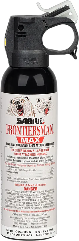Sabre Frontiersman MAX Bear & Mountain Lion Deterrent Spray 7.9oz 40 ft Range FBADX03