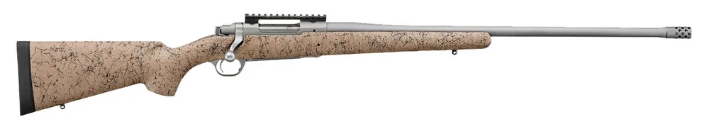 Ruger Hawkeye FTW Hunter 6.5 Creedmoor Rifle 4+1 24" Threaded, Stainless Barrel/Rec, Tan with Black Webbing HS Precision Stock 57161