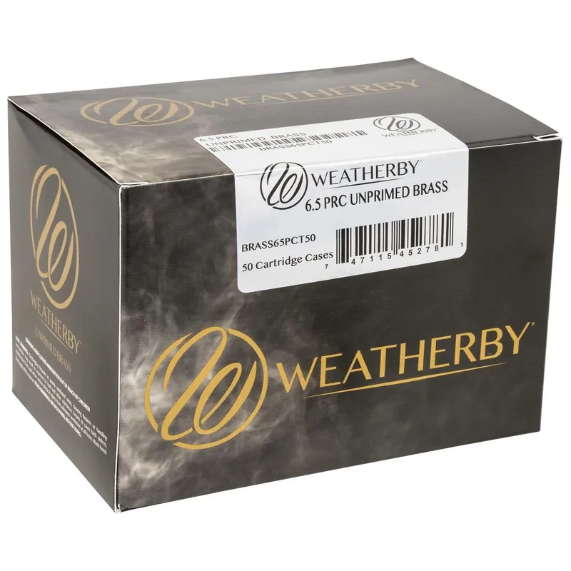 Weatherby Unprimed Cases 6.5 PRC Rifle Brass - 50 Per Box
