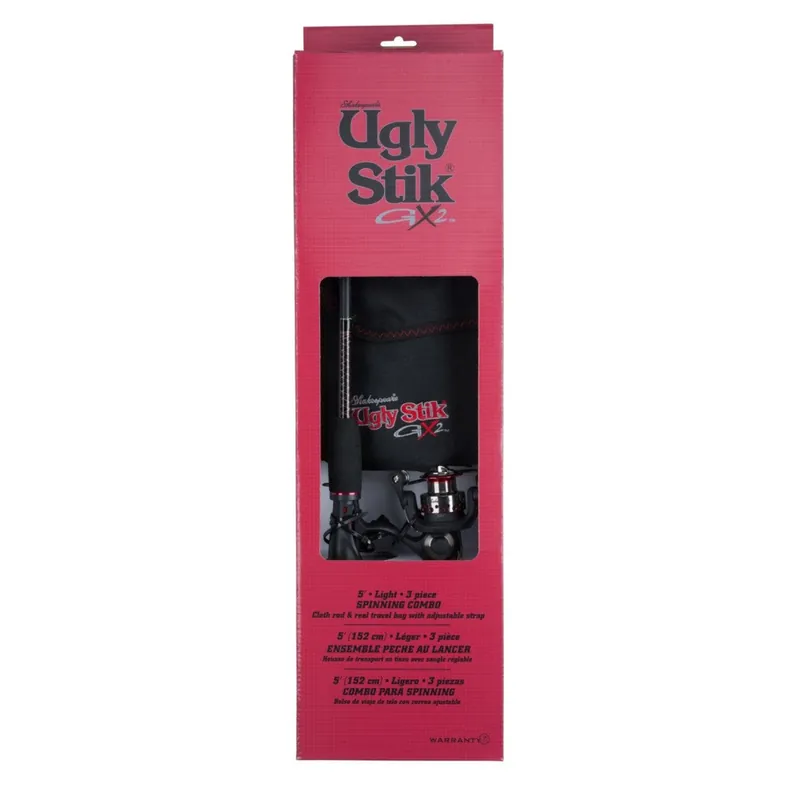 Ugly Stik GX2 Travel Spinning Combo 6‘ 6" Medium 4 Pc
