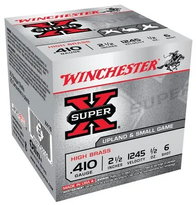 Winchester Super-X High Brass .410 Gauge 2.5" 1245 FPS .5 Ounce 6 Shot