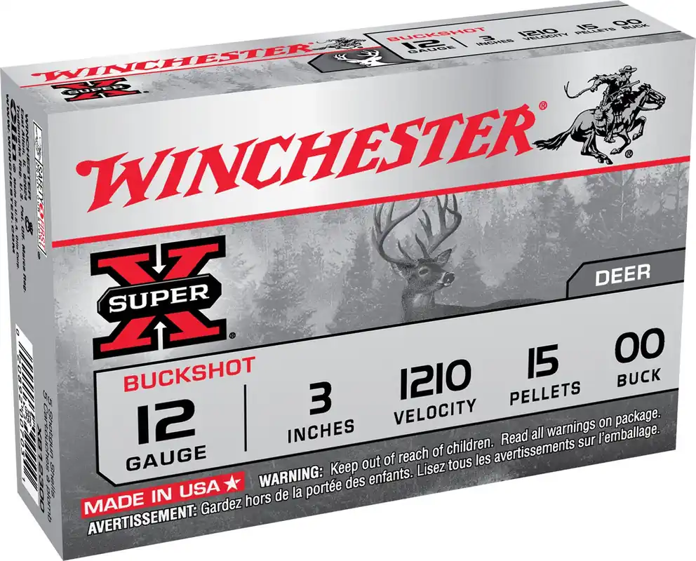 Winchester Super-X Buffered Buckshot 12 Gauge 3" 1210 FPS 15 Pellets 00 Buck