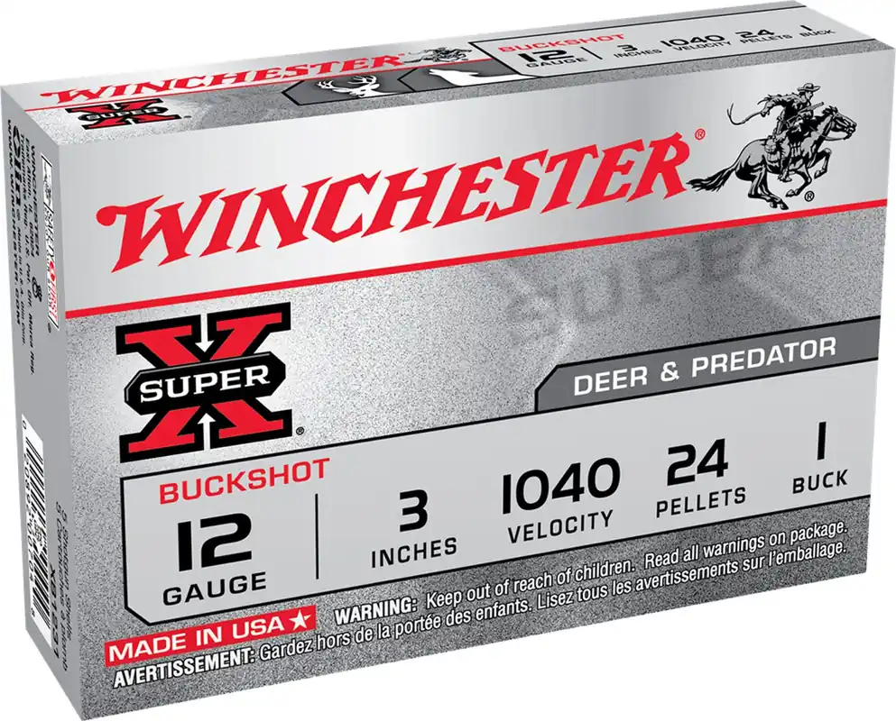 Winchester Super-X 12 Gauge 3" 24 Pellets 1 Buck 5 Rounds