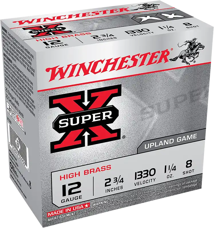 Winchester Super-X High Brass 12ga 2-3/4" 1-1/4 oz 8 Lead Shot 25 Shells Per Box