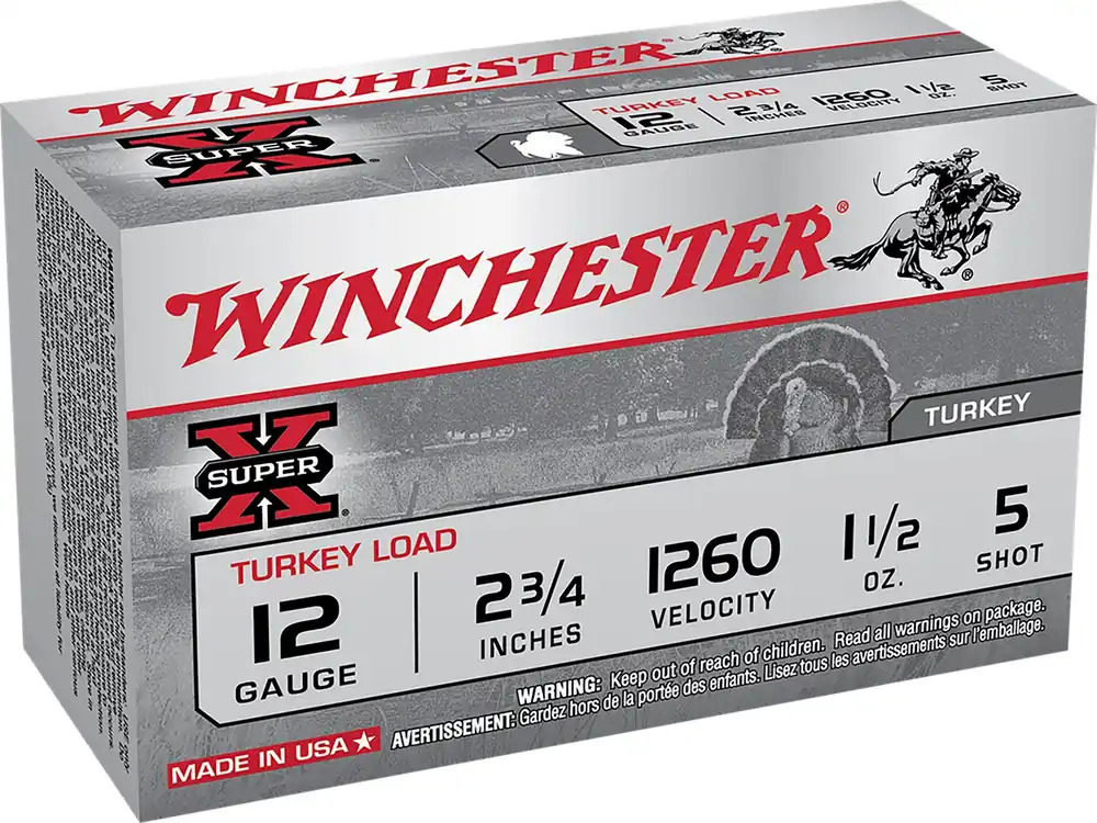 Winchester Super X Turkey Load 12ga 2-3/4" 1-1/2 oz 5 Copper-plated Lead Shot 10 Shells Per Box