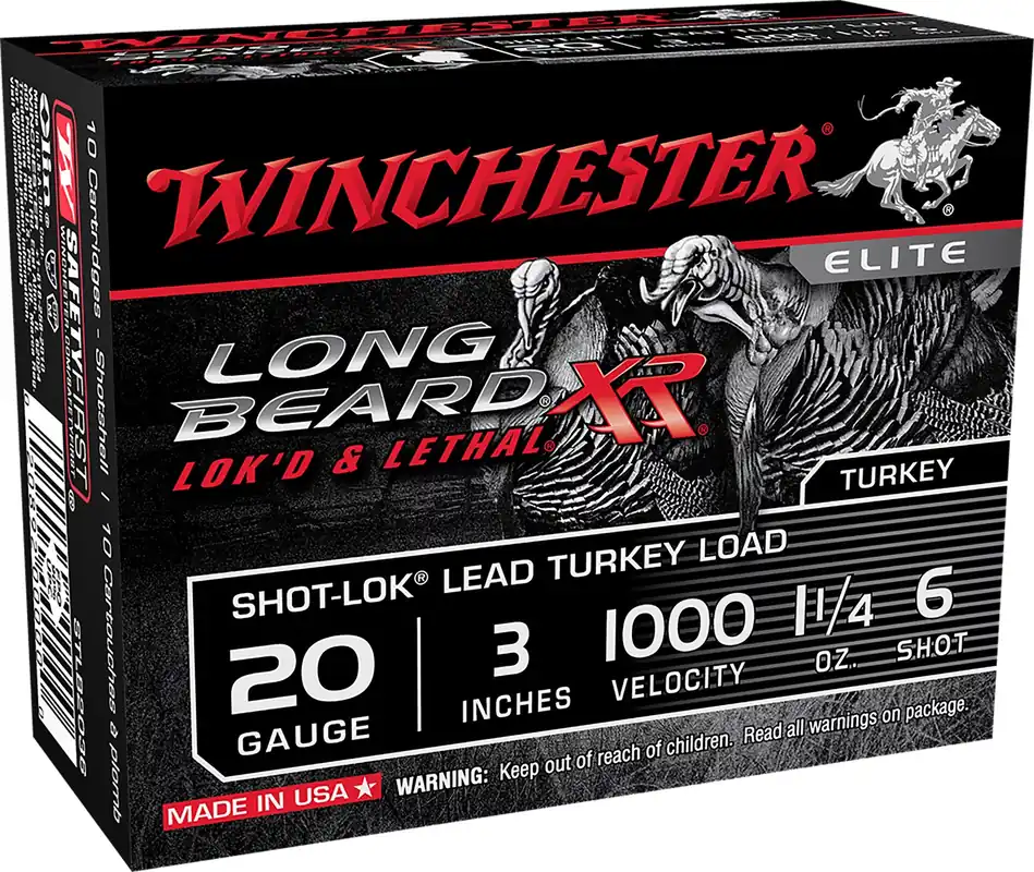 Winchester Long Beard XR 20ga 3" 1-1/4 oz 6 Copper-plated Lead Shot 10 Shells Per Box