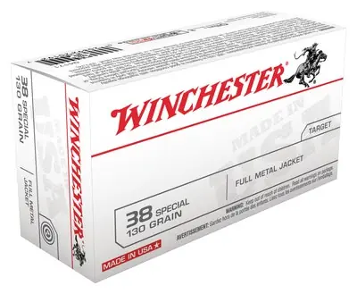 Winchester USA Brand .38 Special 130 Gr FMJ 100/Box