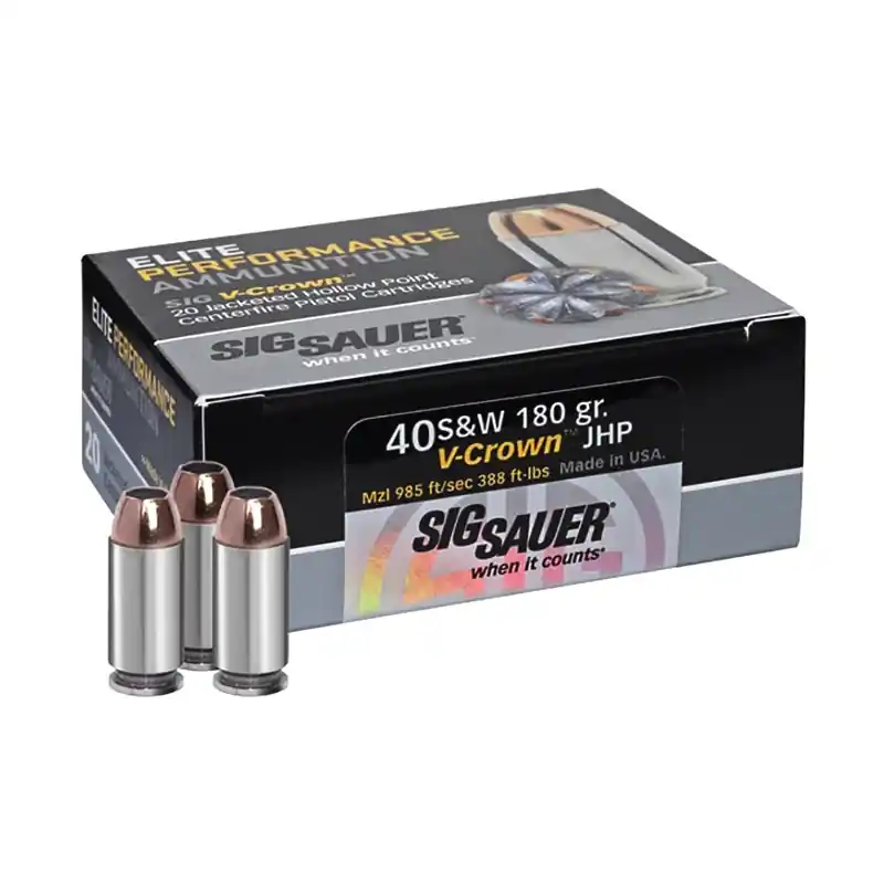 Sig Sauer 40 S&W 180 Gr. Elite V-Crown JHP 20 Per Box