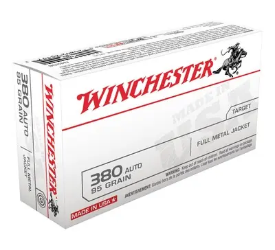 Winchester USA Brand .380 ACP 95 Gr FMJ 50 Per Box