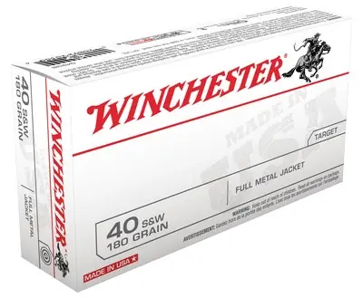 Winchester USA Brand .40 S&W 180 Gr FMJ 50 Per Box