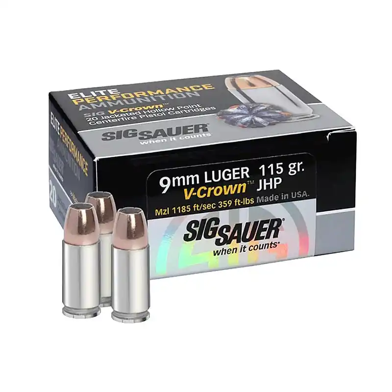 Sig Sauer 9mm 115 Gr. Elite V-Crown JHP 20 Per Box