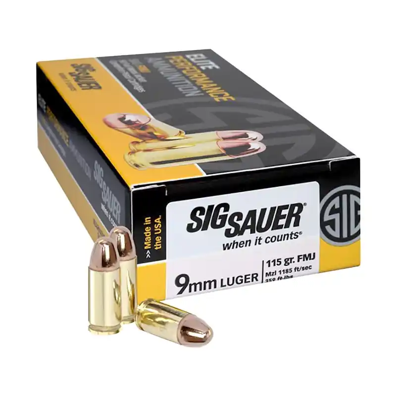 Sig Sauer 9mm 115 Gr. Elite Ball FMJ 50 Per Box