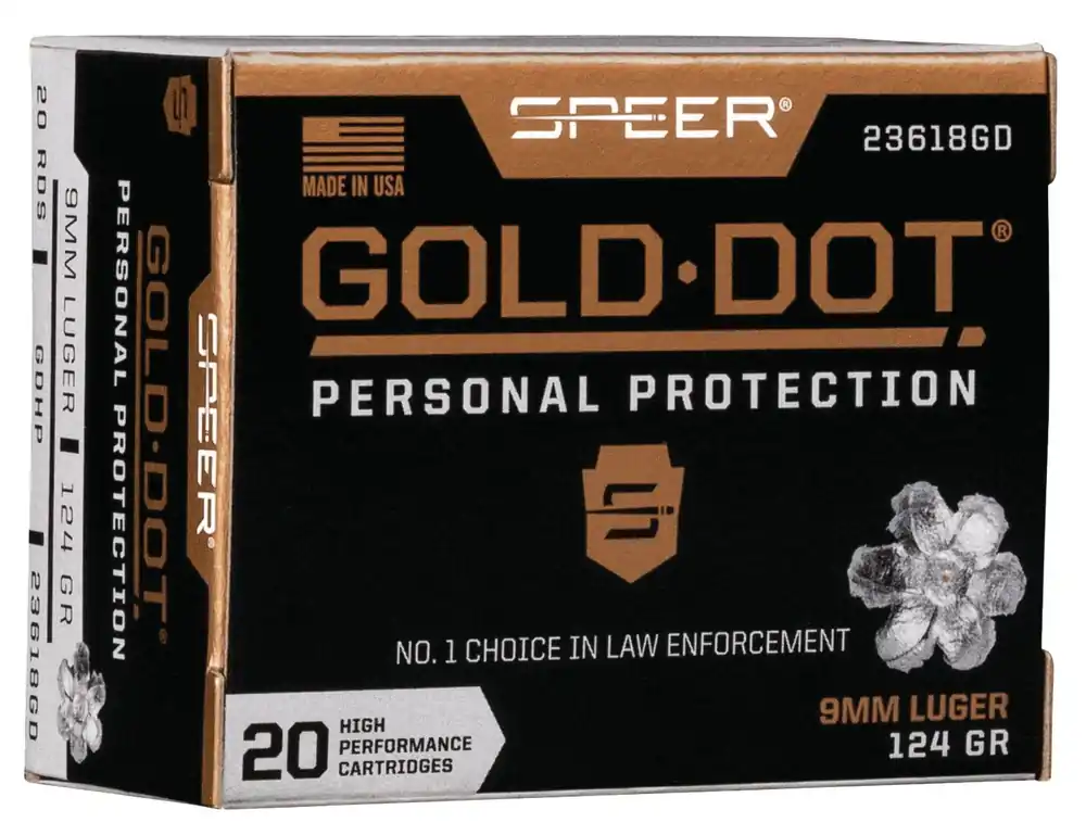 Speer Gold Dot 9mm Luger 124 Gr Hollow Point 20 Per Box