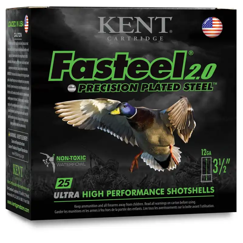 Kent Waterfowl Fasteel 2.0 Precision Plated Steel 20 Ga. 3" inch 3 shot 25/Box