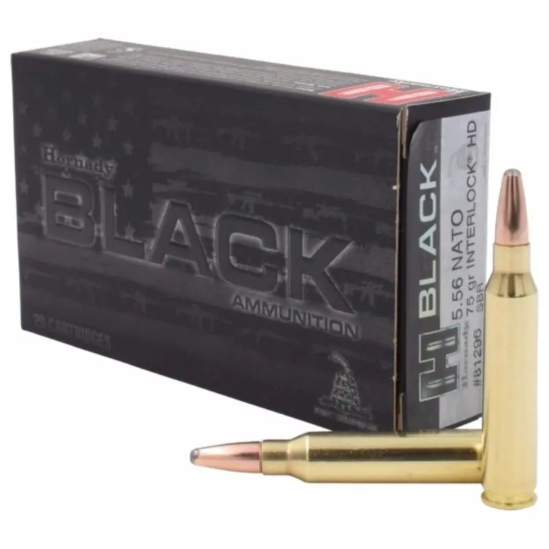 Hornady InterLock HD SBR Black Ammo 5.56 NATO 75Gr 20/Box