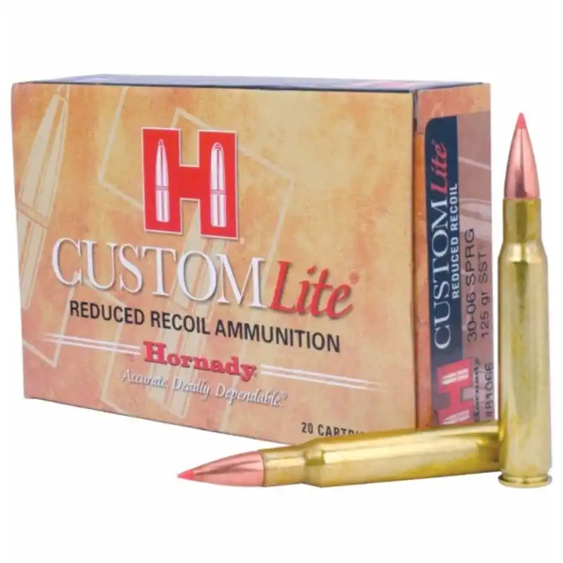 Hornady Custom Lite Reduced Recoil Ammo 30-06 Springfield 125Gr 20/Box