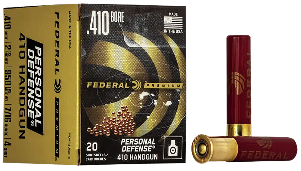 Federal Premium Personal Defense .410 Bore 2.5" 7/16 oz 4 Copper-plated Lead Shot 20 Shells Per Box