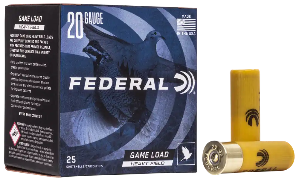 Federal Game-Shok Heavy Field Load 20ga 2-3/4" 1.0 oz 8 Lead Shot 25 Shells Per Box