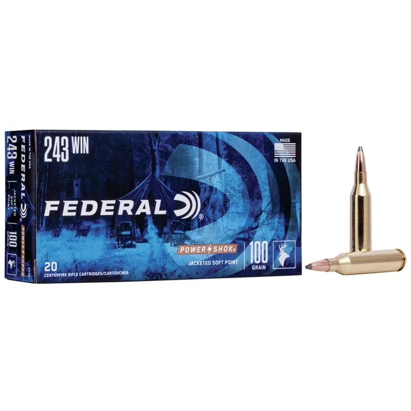 Federal Power-Shok .243 Winchester 100 Gr JSP 20/Box